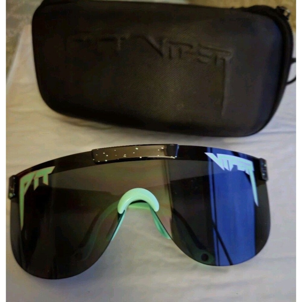 Pit Viper Shield Cycling Sunglasses Mirrored Multicolor Black w/ Case
